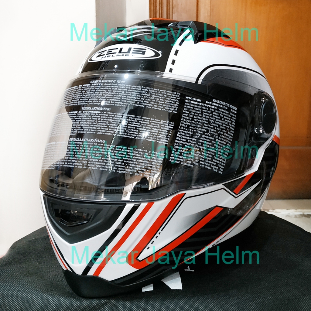 Helm ZEUS 811 ZS-811 AL16 WHITE - BLACK - RED. Full Face Helmet