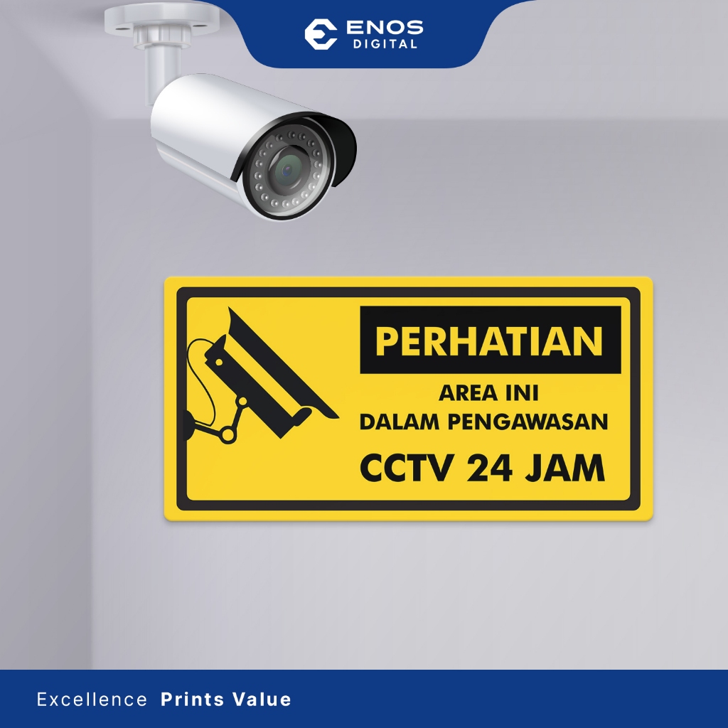 

ABmart Sign Signage Perhatian Ada CCTV Warna Kuning Papan Tanda Akrilik Acrylic Print UV Anti Air