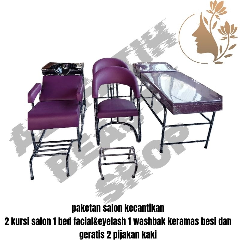 Paketan Murah Peralatan Salon Kecantikan/Kursi Salin 2/Kursi Keramas 1/Bed Facial Kotak 1/Pijakan Ka