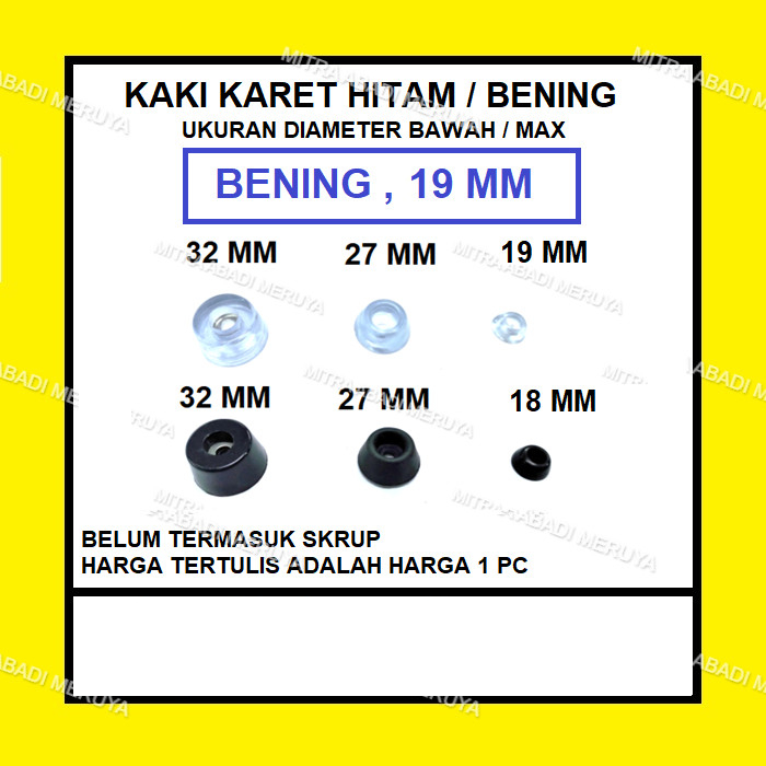 Kaki karet Alas Kaki Meja Kursi Lemari Bening 19 mm