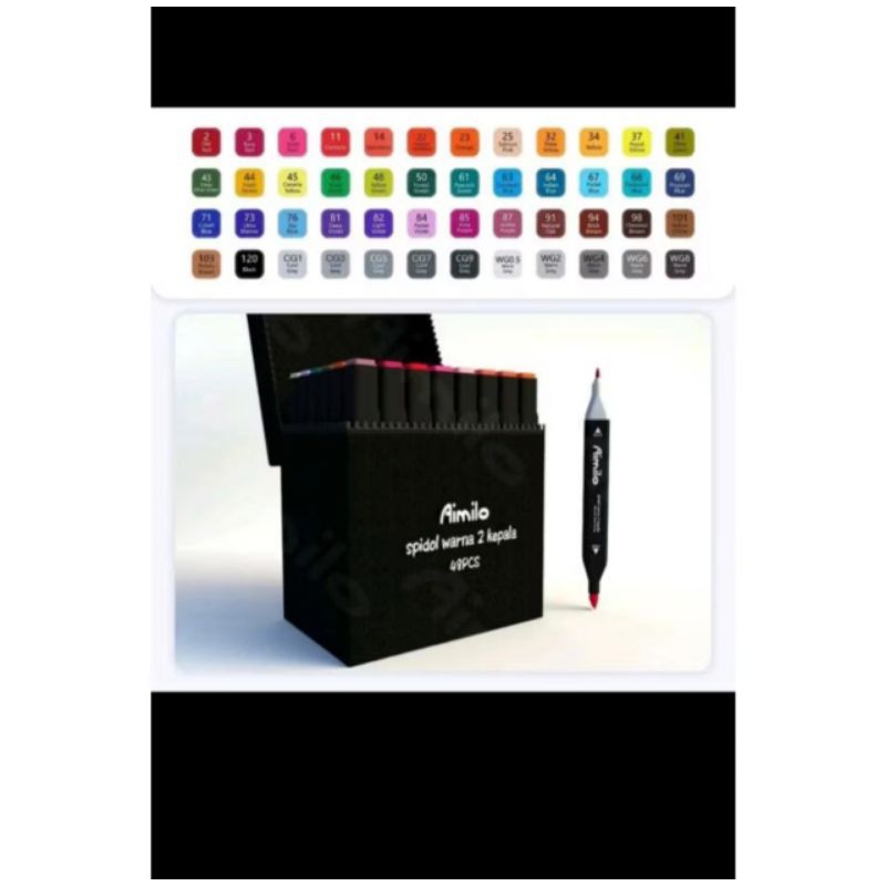 

(02) Aimilo Spidol Warna Set / 1Set Sketch Marker 48 Warna / 60 Warna