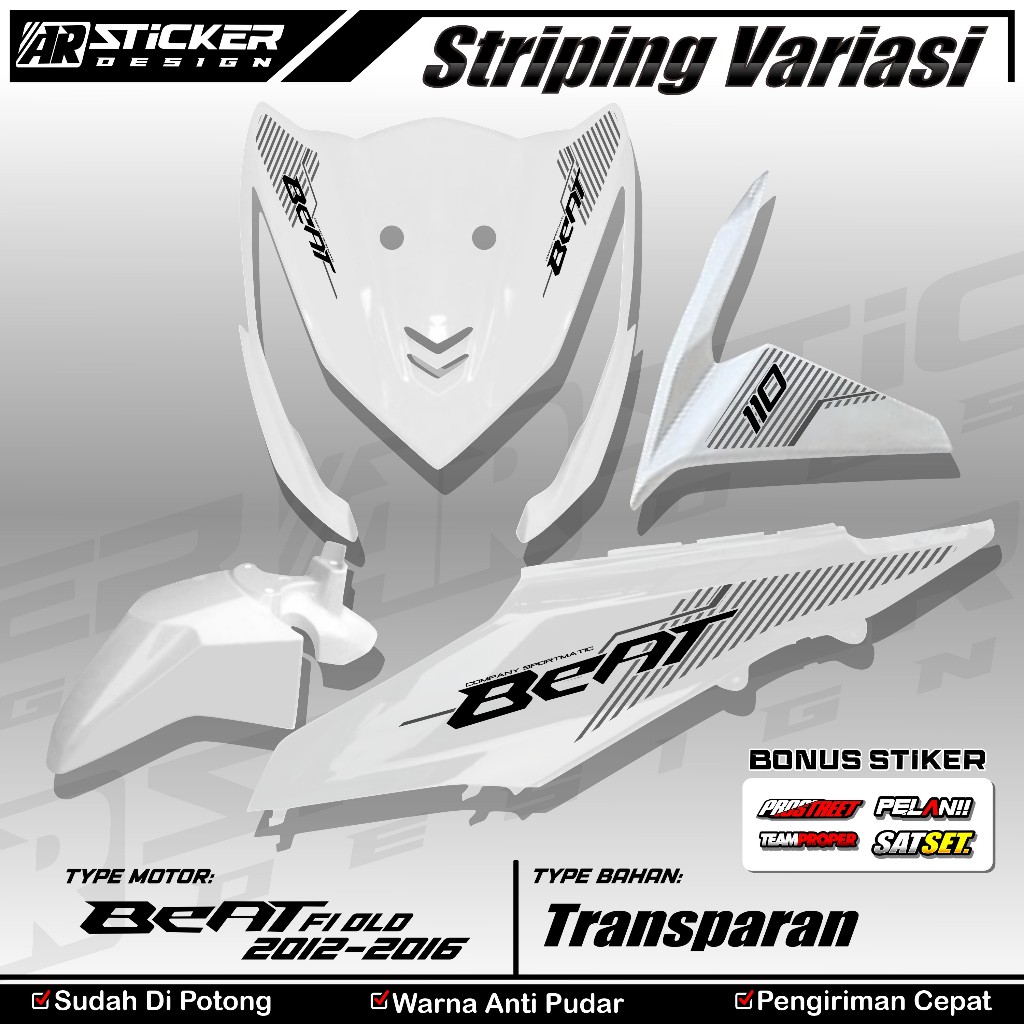 Sticker Striping Beat FI Lama Transparan Sudah Cutting Stiker Beat FI 2012-2015 Motif Malaysia