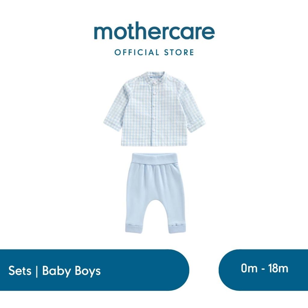 Mothercare My First Shirt and Jogger Outfit Set - Set Baju Bayi Laki-laki (Biru)