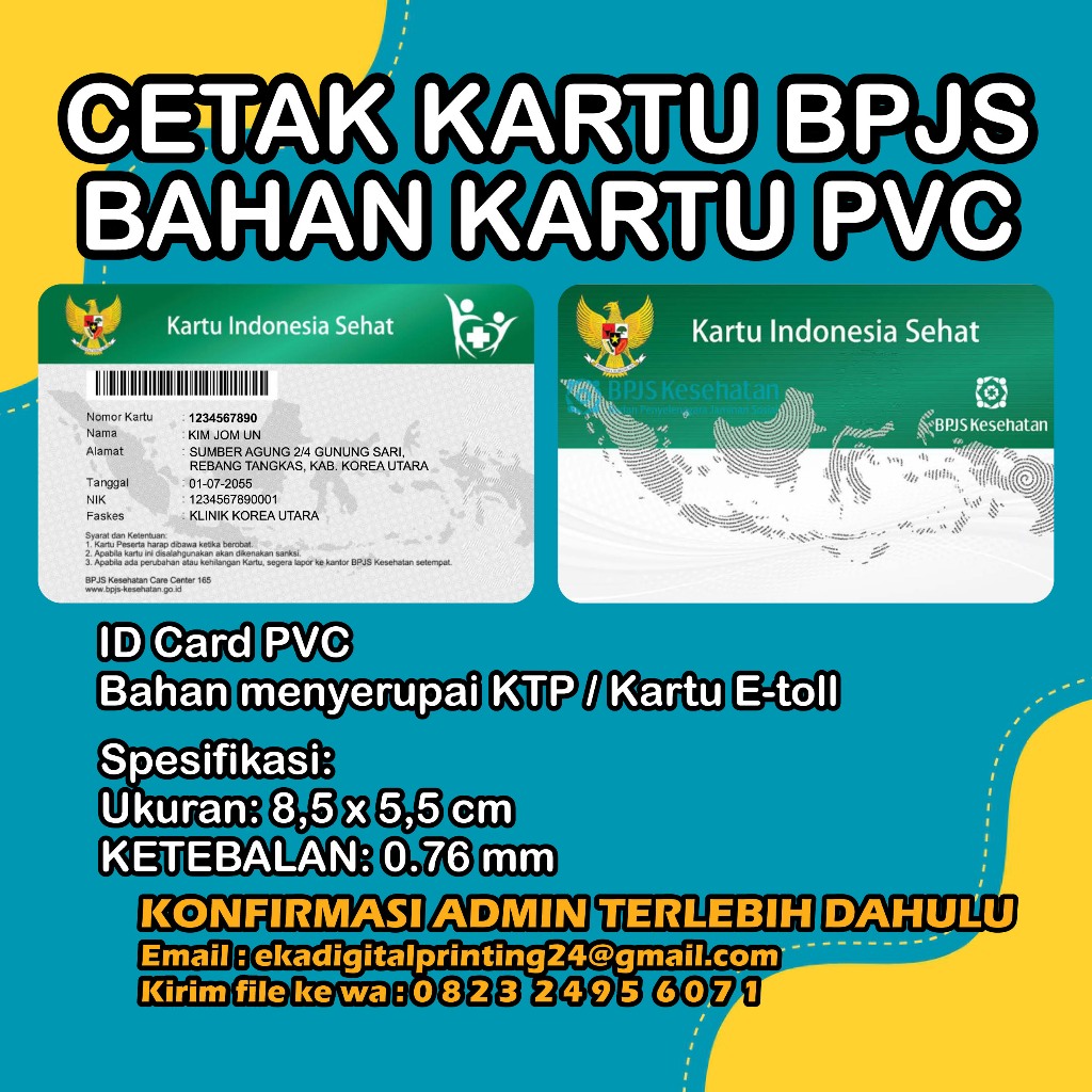 Cetak Kartu BPJS/Kartu Ketenagakerjaan/Cetak Kartu Bahan PVC