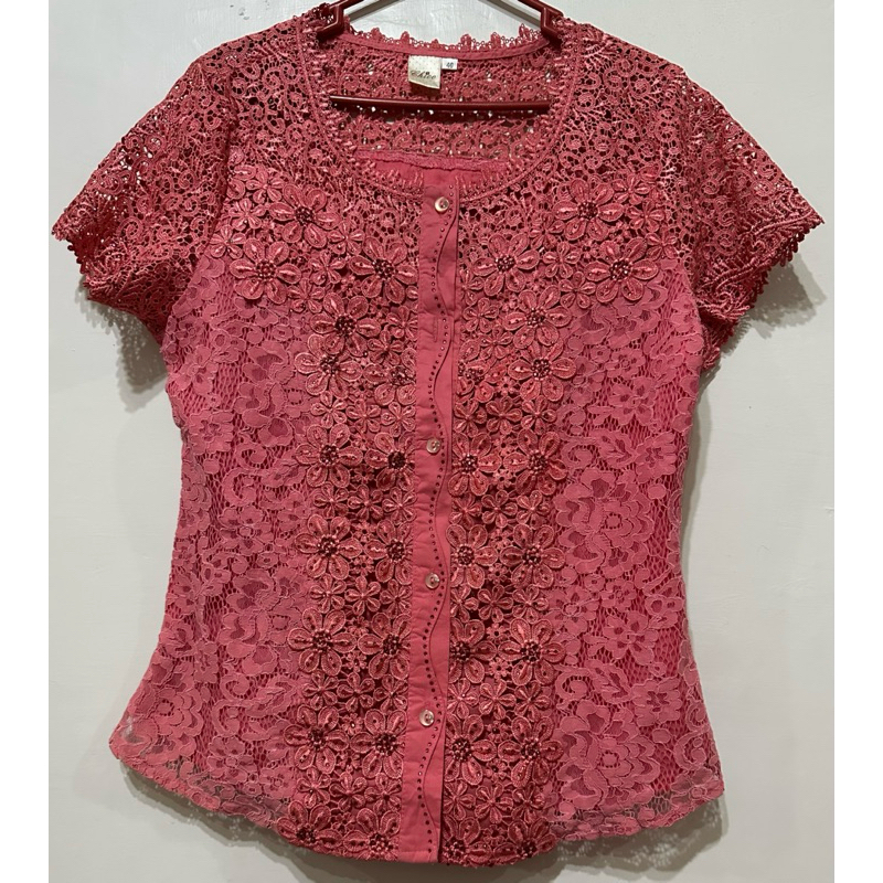 Atasan Brokat pink butik merk Chico Wanita Premium Import Bangkok