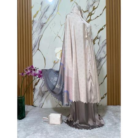 Mukena Traveling silky dewasa jumbo 2 in 1 luser cut mini pouch