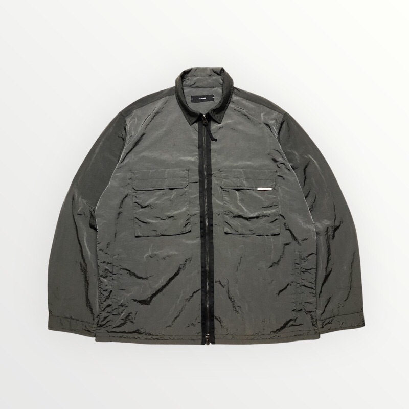 Il Corso Semi-Overfit Synthetic Fiber Zip-Up Shacket Overshirt Charcoal Gray