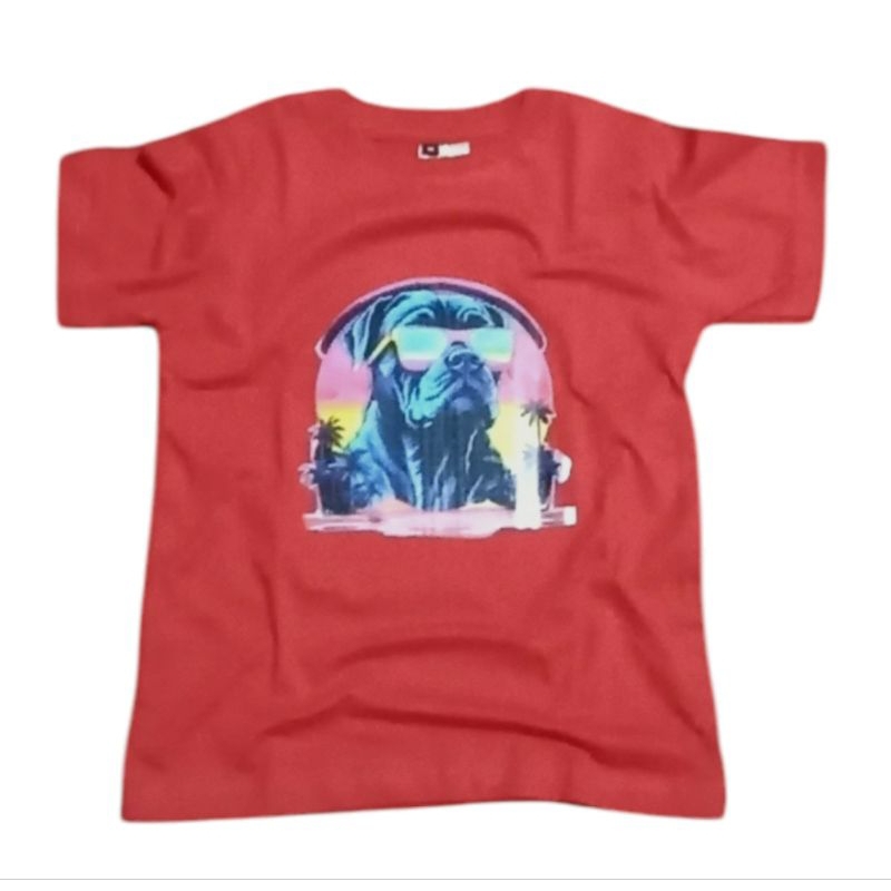 Kaos Anak Distro Tangan Pendek Gambar Anjing Pitbull Bahan Katun Combat 30s Usia 1_13 Thn