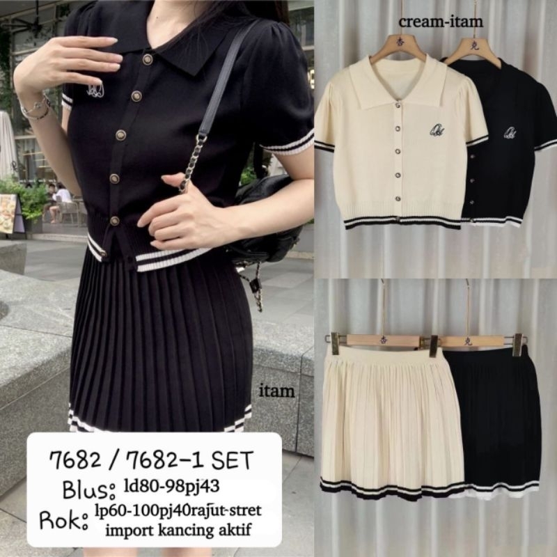 M - Setelan rok wanita 7682 rajut strech import