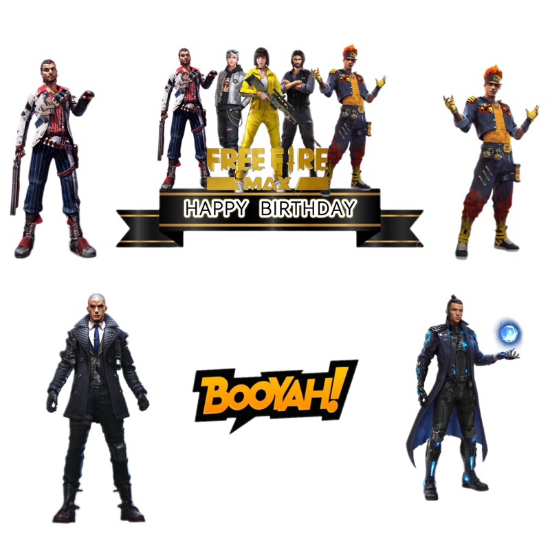 Toper kue ultah FF/ Free Fire toper fullstik/toper cake ultah/toper kue ulang tahun/toper murah berk