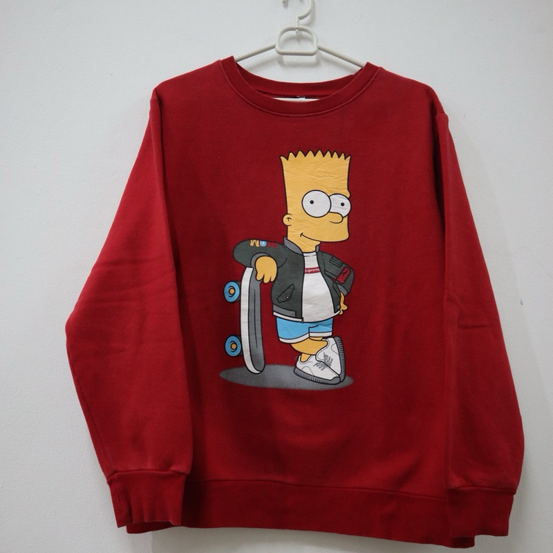 Fesyen Crewneck Bart Simpson Red