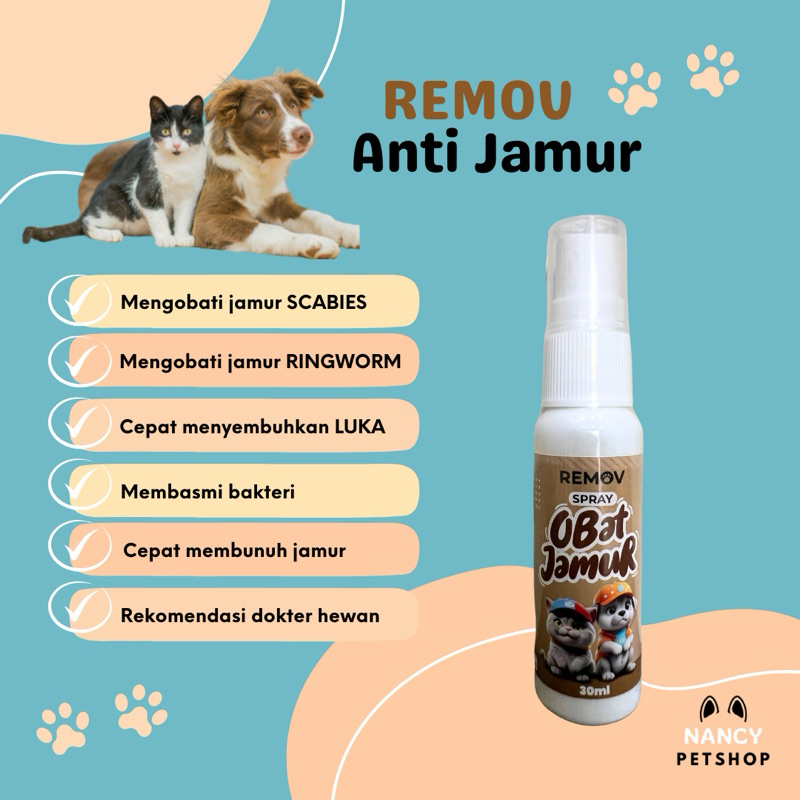 Obat spray jamur untuk Kucing dan Anjing 30ml / Remov spray obat jamur kucing anjing / Nancy Petshop