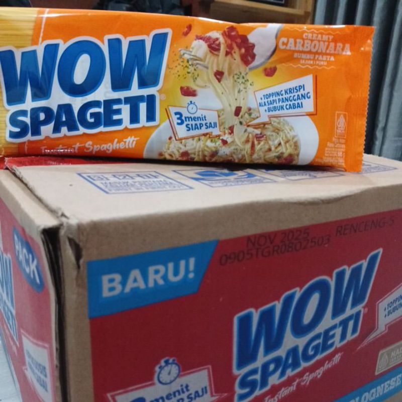 

MIE WOW SPAGETI RASA CARBONARA.MEATY BOLOGNESE