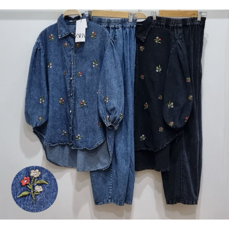 Oneset Zara/ Setelan Zara bunga