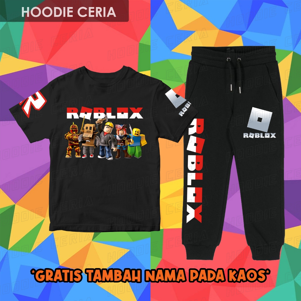 Set Pakaian Roblox Anak / Setelan Baju Anak Roblox / Baju Dan Celana Roblox Anak
