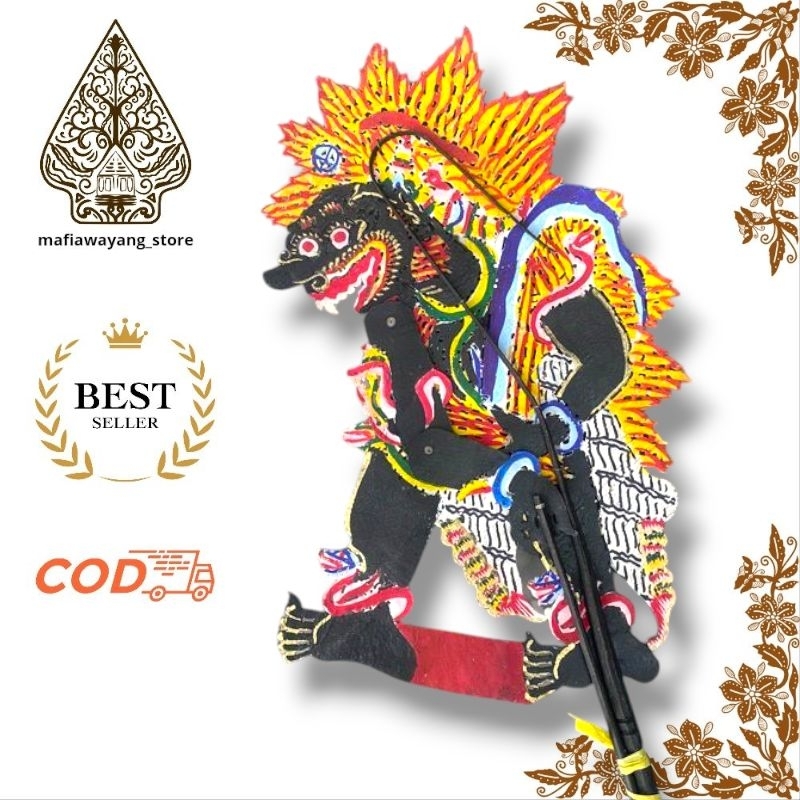 WAYANG KULIT ASLI BUTO AMRAL HITAM UKURAN STANDAR DALANG -+55CM