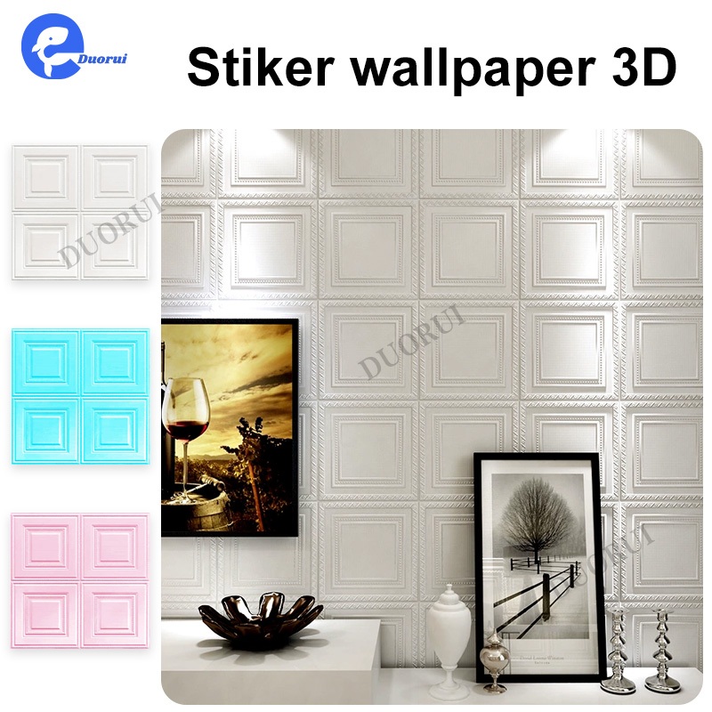 Wallpaper 3D FOAM 70*70cm/ Wallpaper Dinding 3D Motif Kotak/Wallfoam