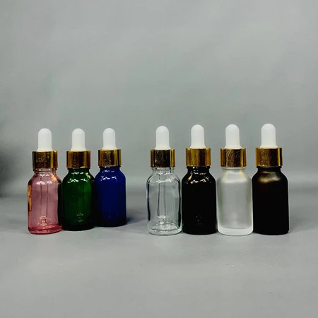 Botol Kaca Pipet 15 Ml Ring Alumunium Gold / Botol Pipet 15 Ml / Botol Serum 15 Ml
