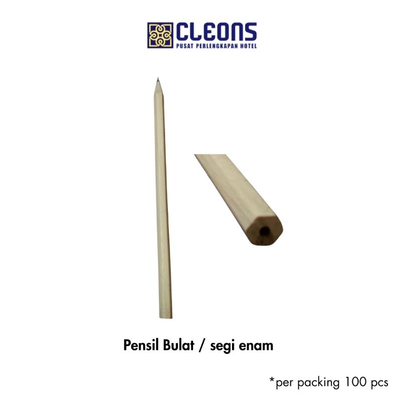

[CLEONS] PENCIL/PENSIL KAYU HOTEL/ PENSIL BULAT/ PENSIL SEGIENAM POLOS ISI 100 PCS