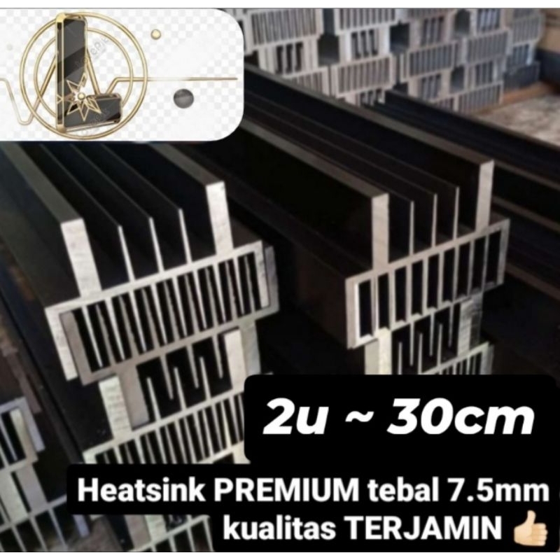 HEATSINK 2U 30CM HITAM TEBAL 7.5MM PENDINGIN