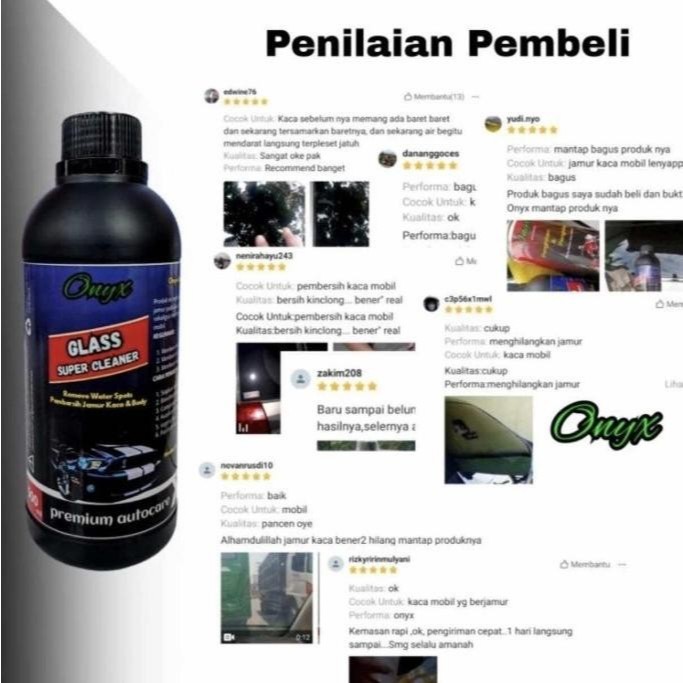 Onyx 500Ml Cairan Pembersih Jamur Kaca Body Mobil Waterspot Remover Glass Super Cleaner Penghilang K