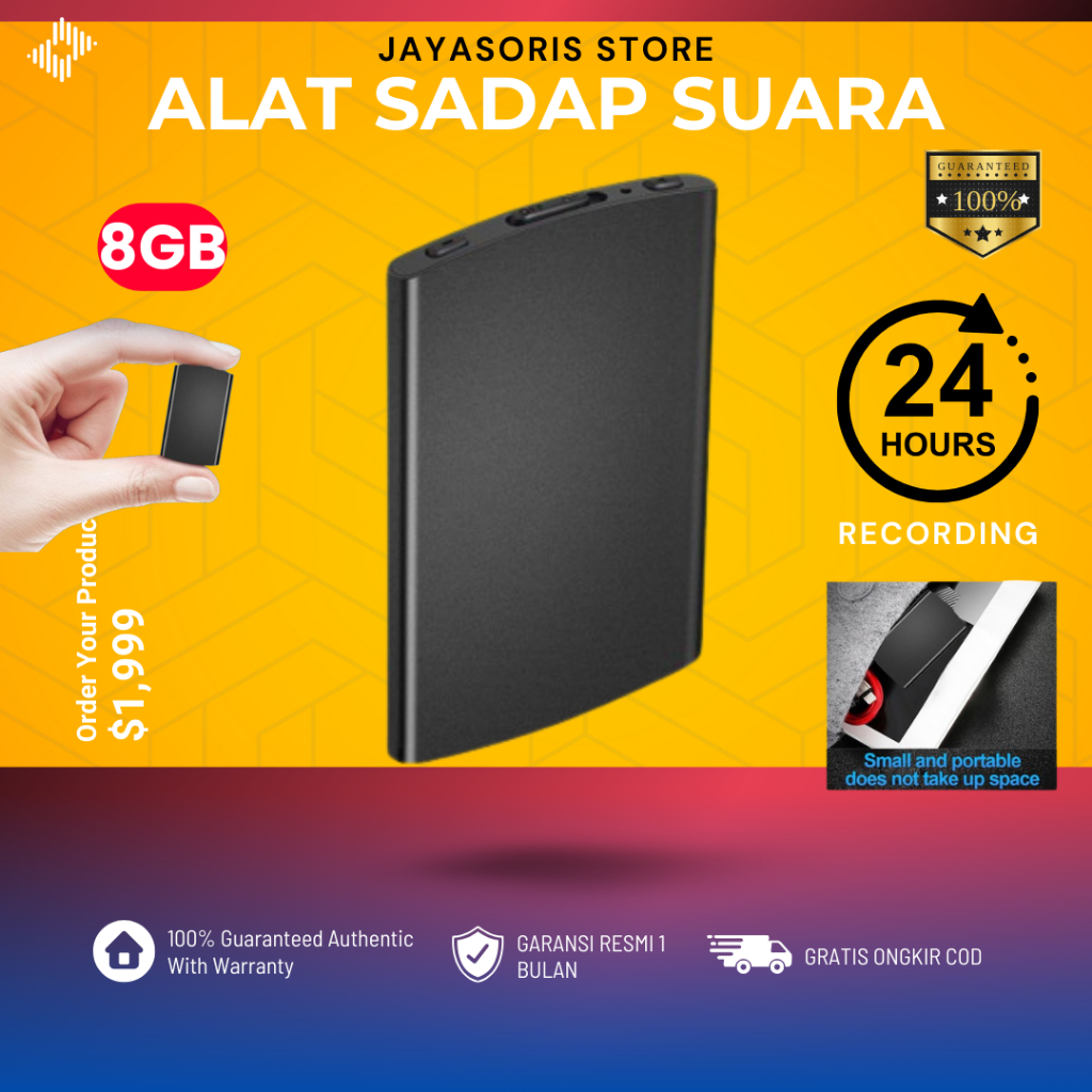 Alat Perekam Suara Mini Tersembunyi Voice Recorder Audio Sadap Penyadap Suara NO Jarak Jauh Mp3 32GB