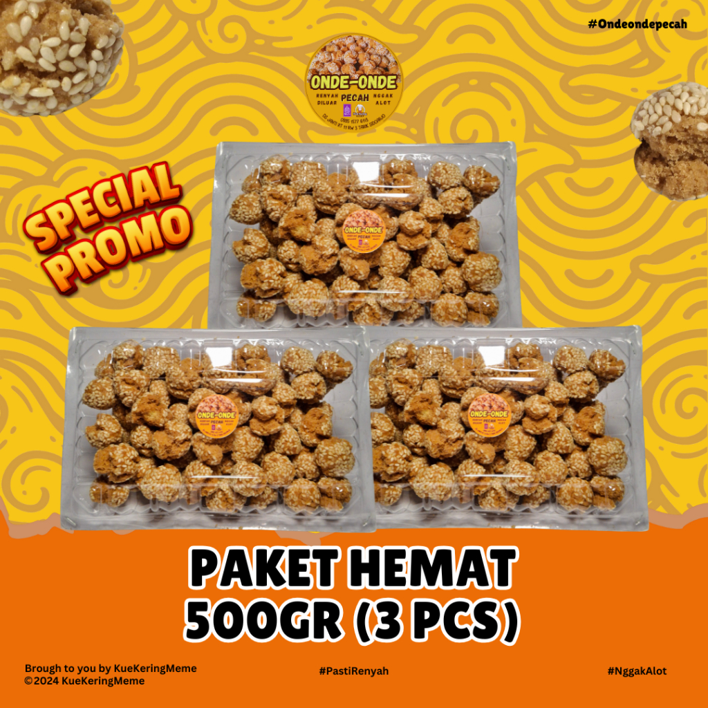 

[PAKET HEMAT] Onde-onde Pecah 1,5KG (3 Pack @ 500gr) Kue Ketawa/Keciput Wijen Kue kering lebaran