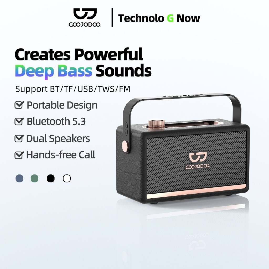 GOOJODOQ Marshall style Bluetooth speaker 5.3 BT  Deep Bass Sounds Support Hands free Calls Enhanced