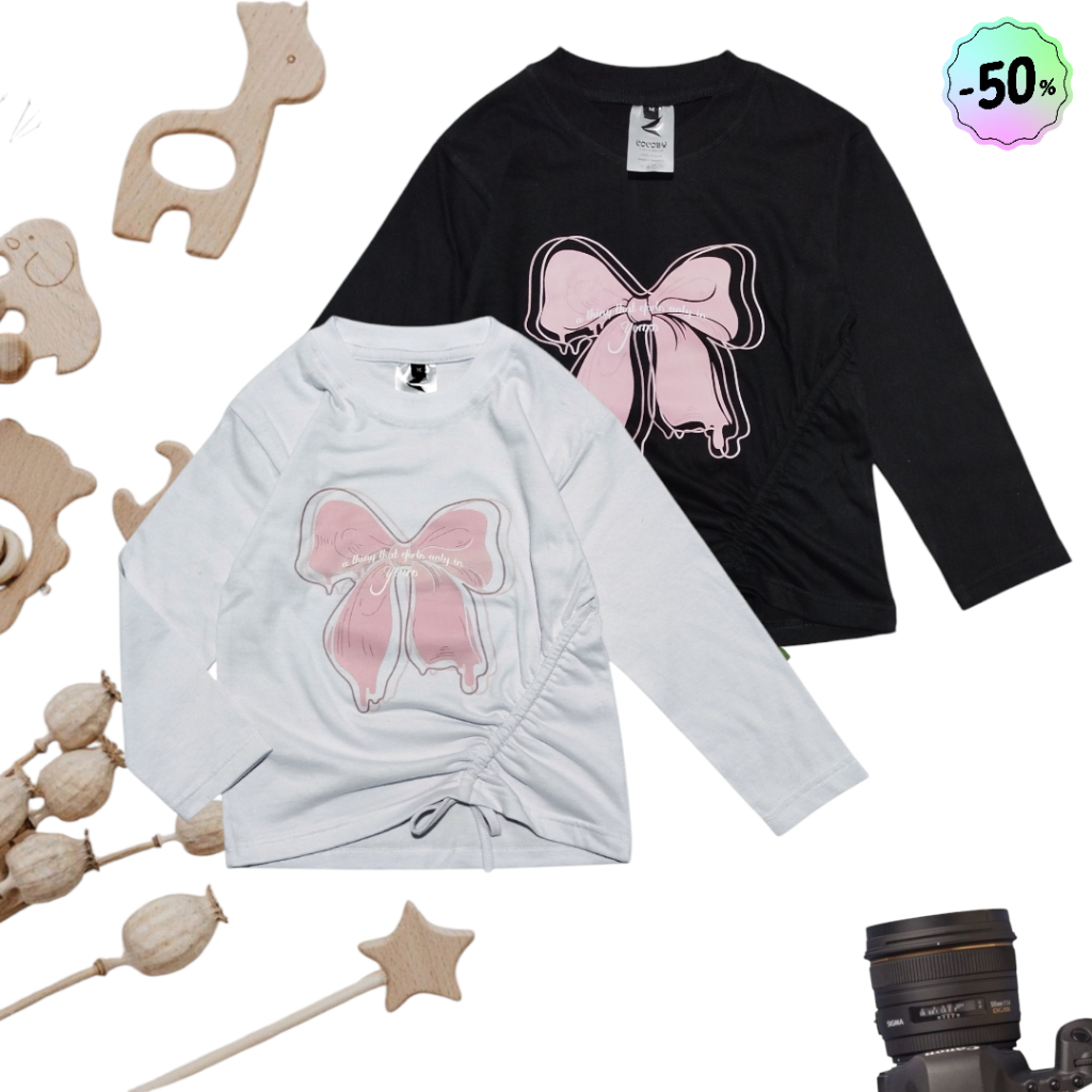 Kaos sserut anak cewek kekinian tangan panjang crop top usia 1-9 tahun