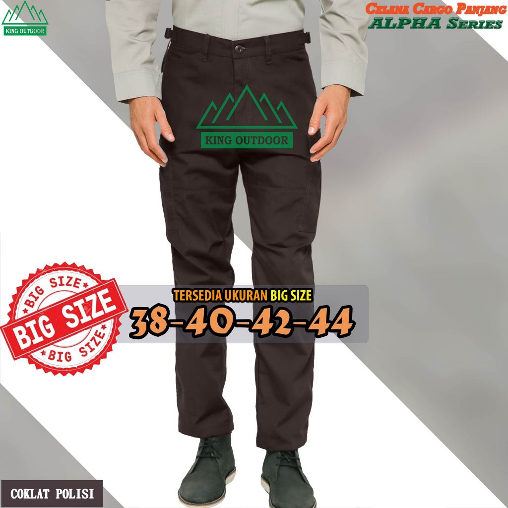Celana Pdl Cargo Panjang BIG SIZE (38-40-42-44) Warna COKLAT POLISI Bahan Ripstop Tornado