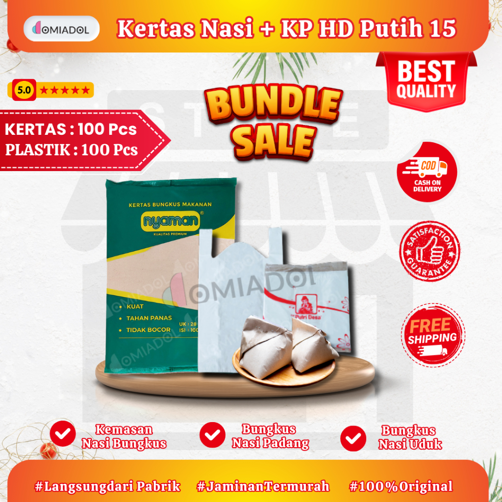 

(BUNDLING TERMURAH) Kertas Nasi Uduk & Kantong Plastik Uk 15 - Isi 100 Pcs