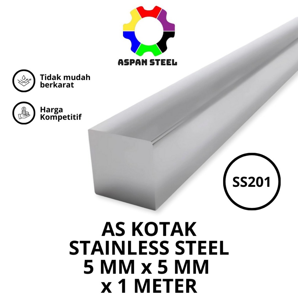 As kotak 5 mm x 5 mm stainless steel 201