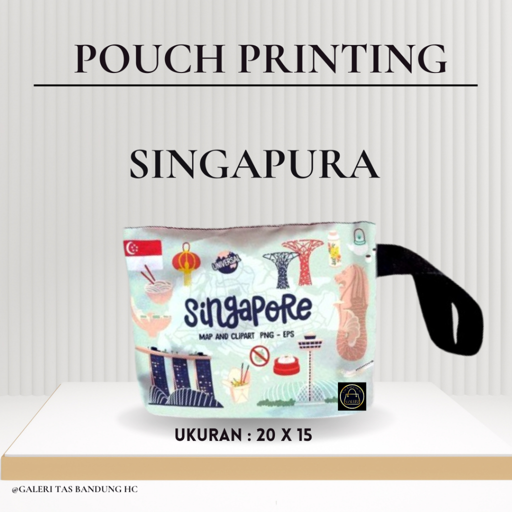 pouch koin wanita printing oleh oleh singapura