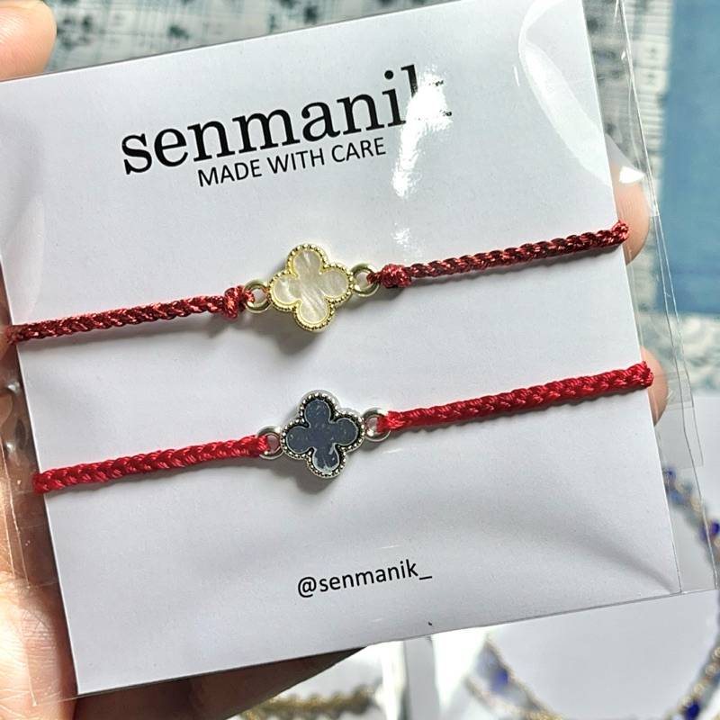 Gelang Tali Merah Clover | Gelang Tali Merah Vancleef