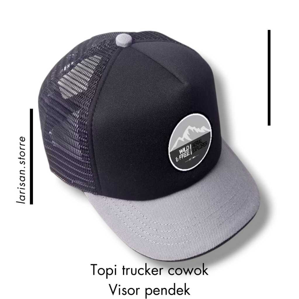 Topi Trucker Visor Pendek 5cm, Topi Jaring Lidah Pendek, Topi Bisbol - Model Baru