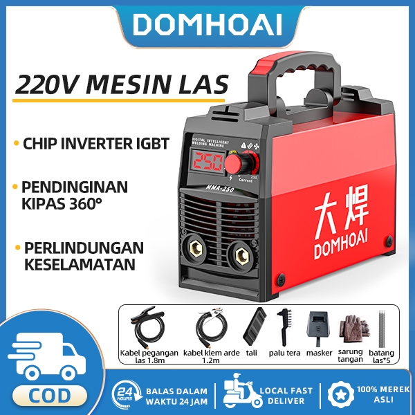 DOMHOAI Mesin Las MMA-250 Inverter Las Listrik IGBT Mesin Las Portabel trafo las Tampilan Digital De