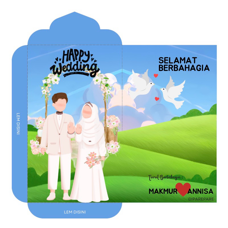 

amplop nikahan lucu bisa pakai nama kalian isi 10 kertas HVS