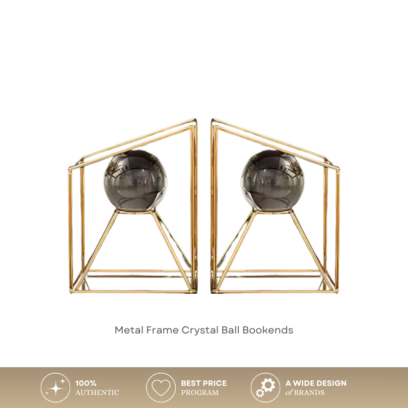

LUSH - Metal Frame Crystal Ball Bookends / Book End / Pembatas Buku