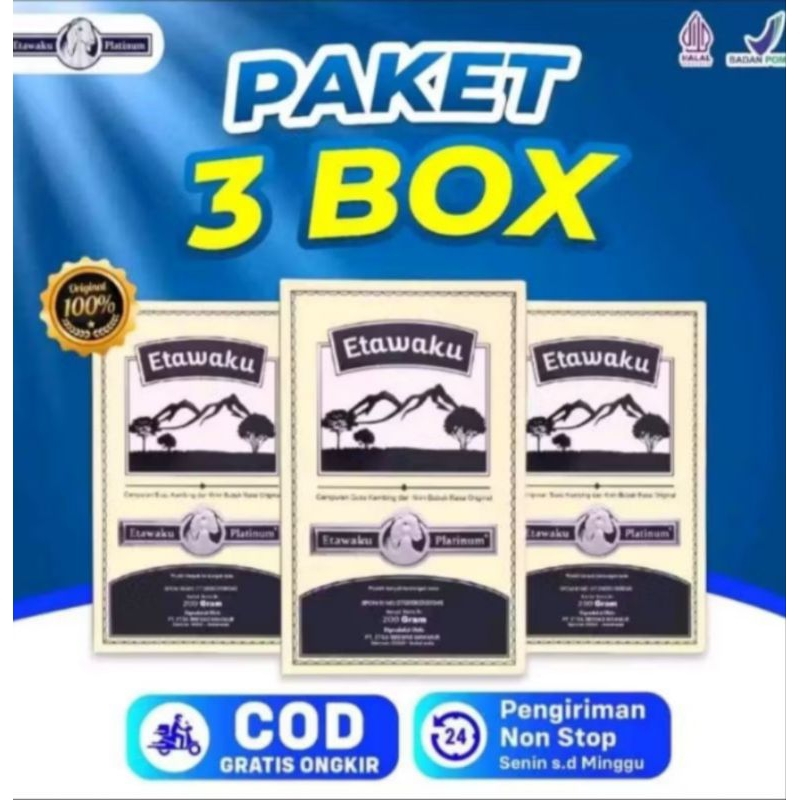 

PAKET 3 BOX SUSU ETAWAKU PLATINUM - 3x Atasi Masalah Pernafasan