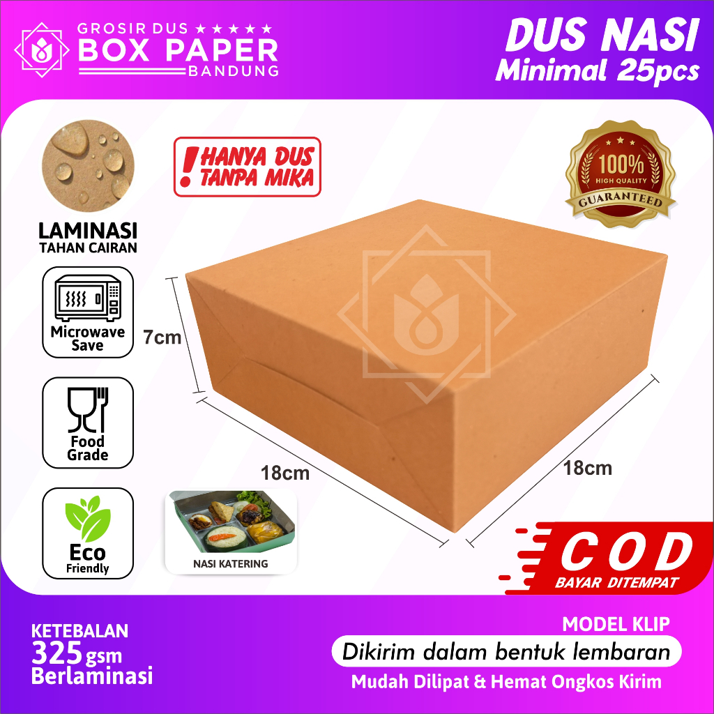 Dus Nasi 18x18x7 Lunch Box Katering Catering Kotak Kemasan Makan Paper Kraft
