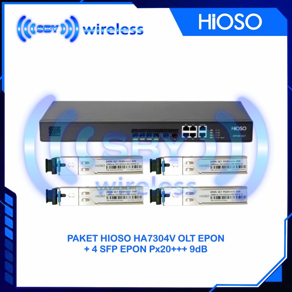 PAKET HIOSO HA7304V OLT EPON + HIOSO SFP EPON OLT Px20+++ 9dB