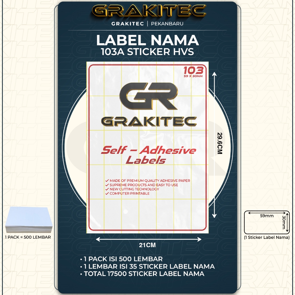Label Nama 103 Undangan Sticker Hvs Per Pack Isi 500 Lembar (17500 Lembar Kecil)