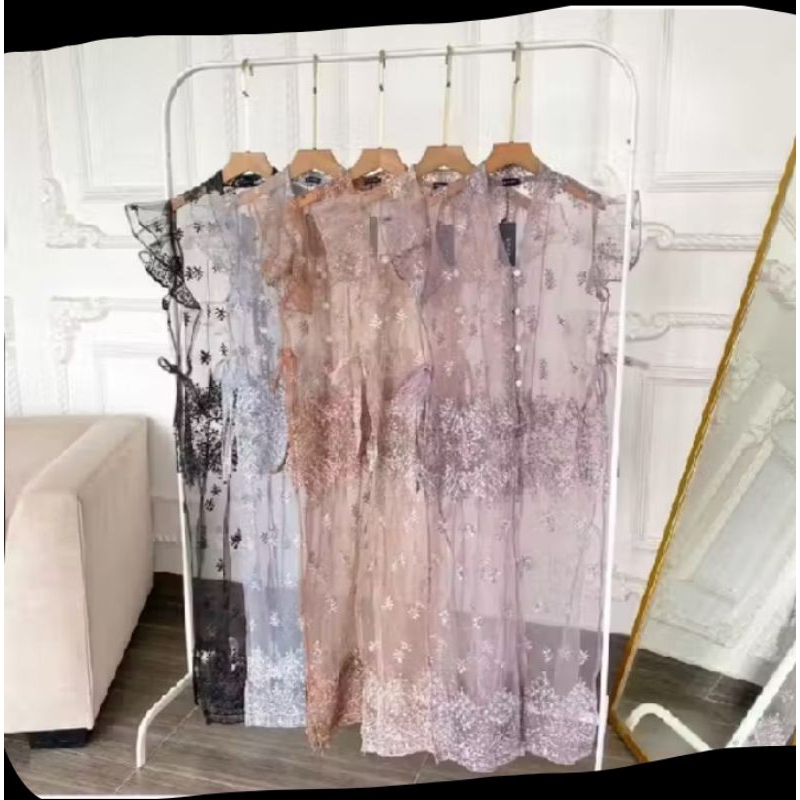 Outer vest brukat rompi panjang tali samping  mengutamakan kualitas..