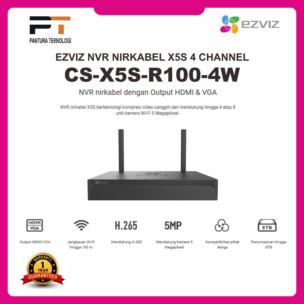 EZVIZ NVR X5S NIRKABEL 4 CHANNEL NETWORK SMART HOME SECURITY RECORDER NVR EZVIZ CS-X5S-R100-4W