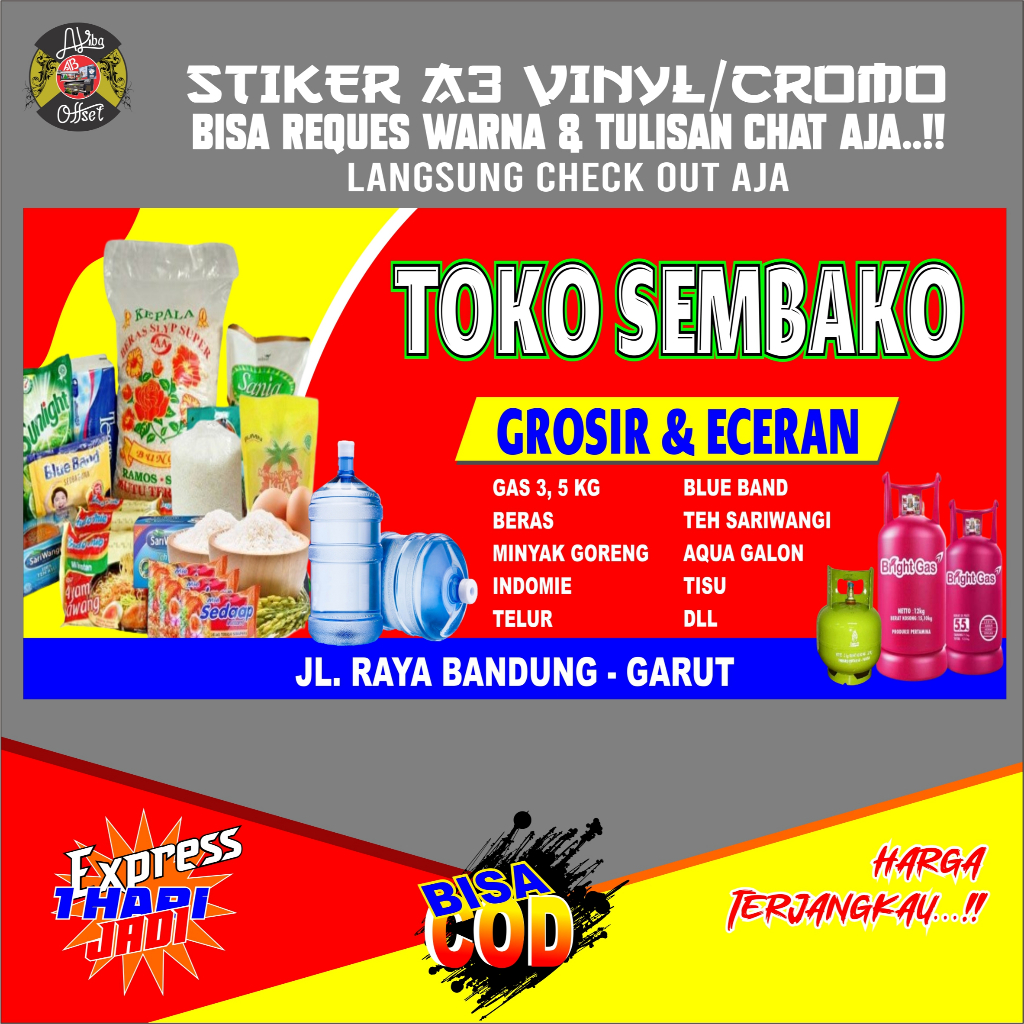 SPANDUK BANNER TOKO SEMBAKO DAN BAHAN POKOK