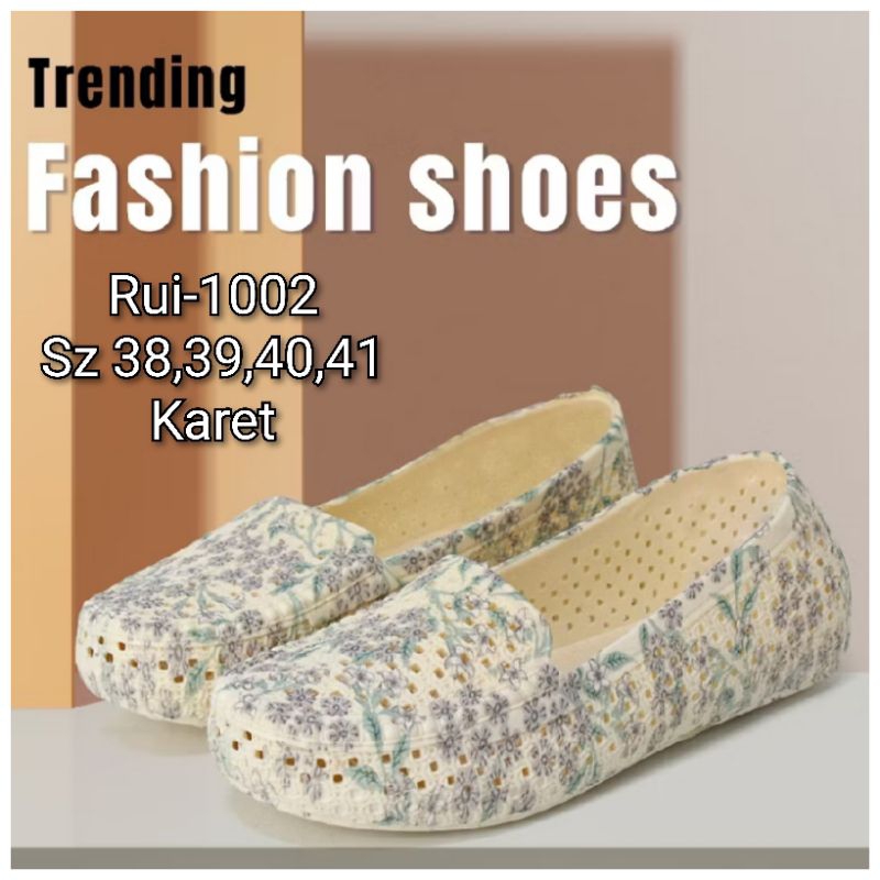 Sepatu Flat Wanita Import Rui-1002 Karet Warna A&B - Ukuran 38-41 - Shoes