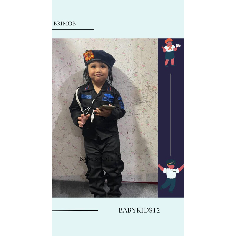 BRIMOB HITAM CEWEK COWOK !BAJU KARNAVAL ANAK bajucitacita
