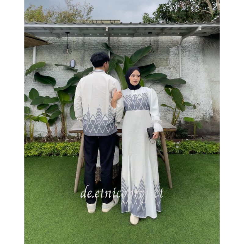 set couple tenun songket / set couple kemeja rok tenun songket / kemeja tenun couple termurah / keme