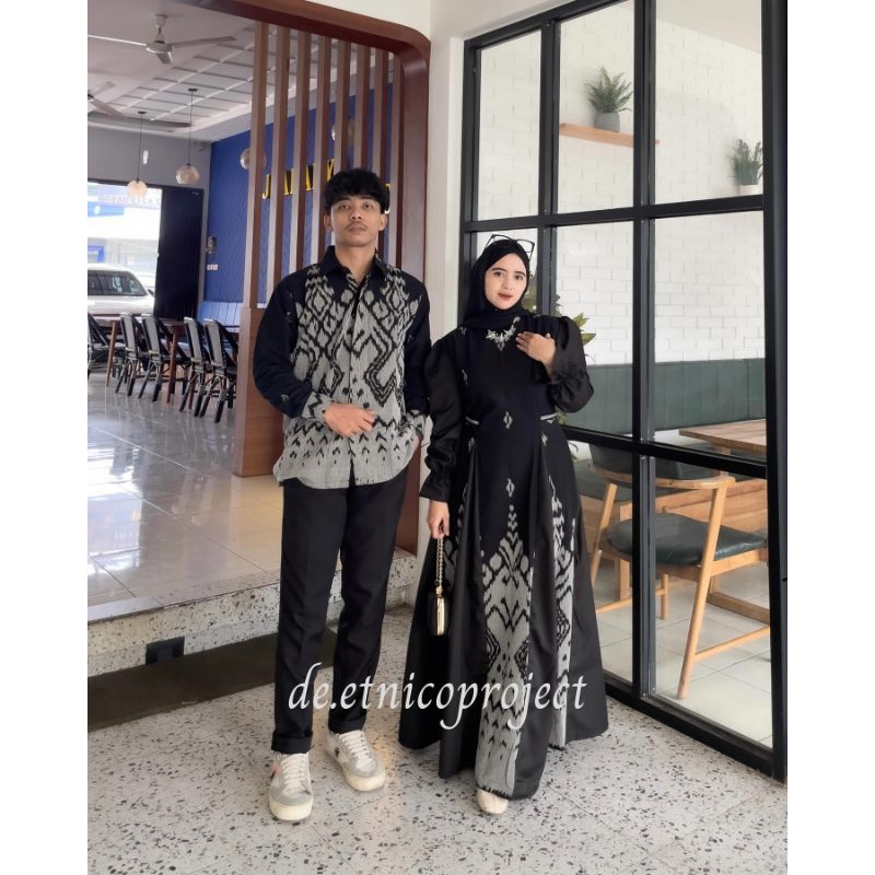 Baju couple tenun blangket jepara motif etnik