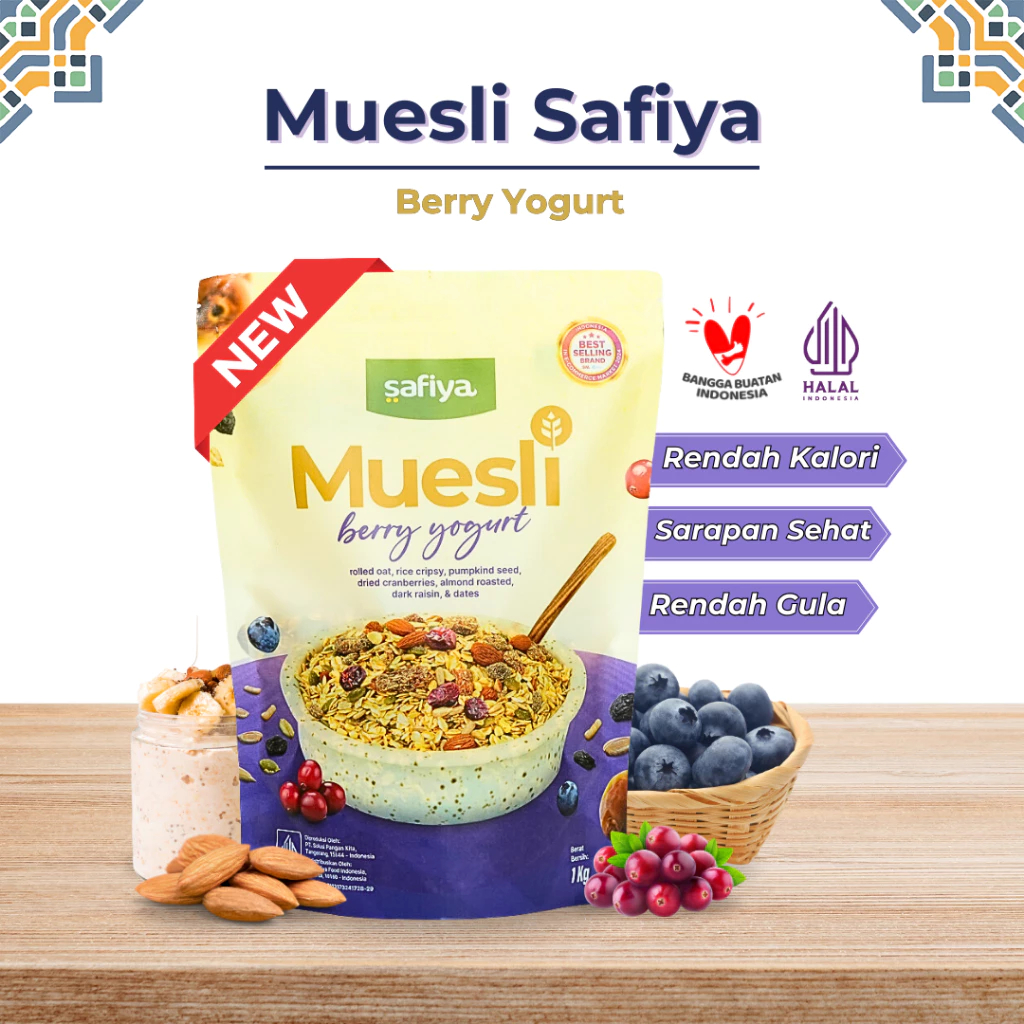 

Muesli Berry Yogurt Safiya-Sereal Oatmeal With Almond Sarapan Sehat Premium